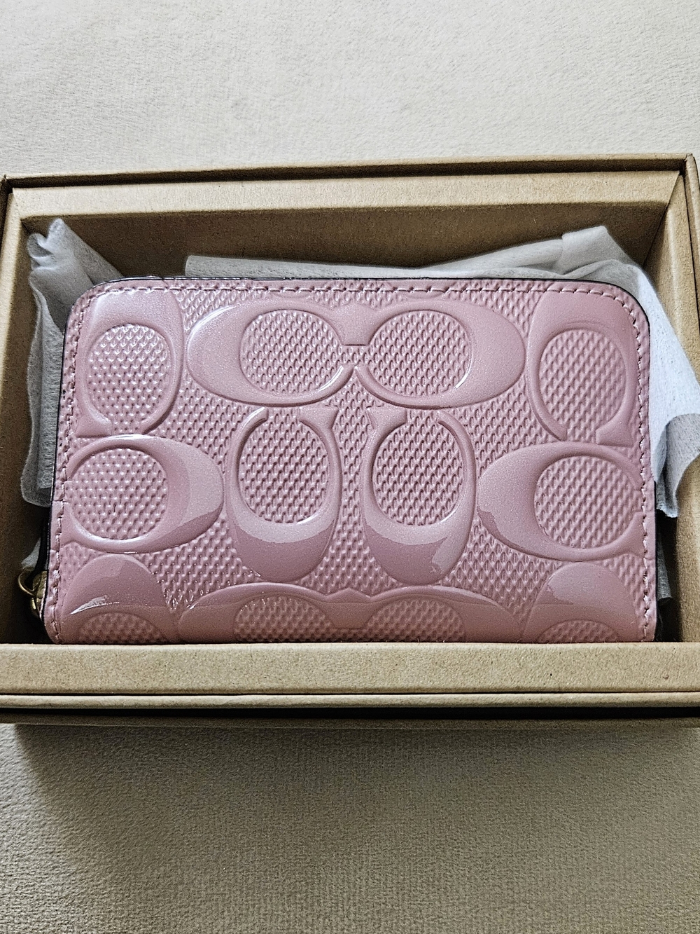 Coach Signature Embossed Essential Zip Card Case